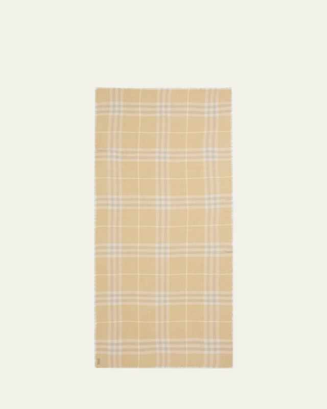 Yellow Lightweight Check Wool Scarf